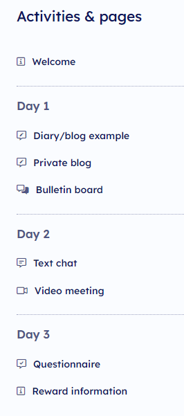 Focus group pages