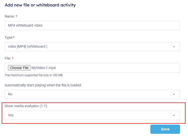 Video evaluator settings